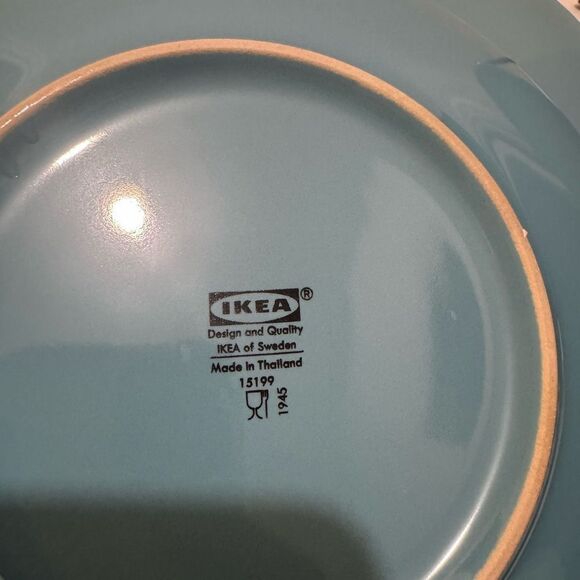 6 Ikea of Sweden 15199 Stoneware Salad Lunch Plate Fargrik 8.25” Turquoise Blue - Picture 7 of 7